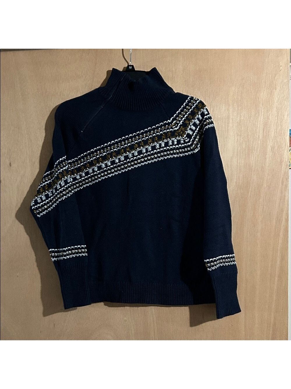 Cabi Navy Blue Patterned Women's Sweater